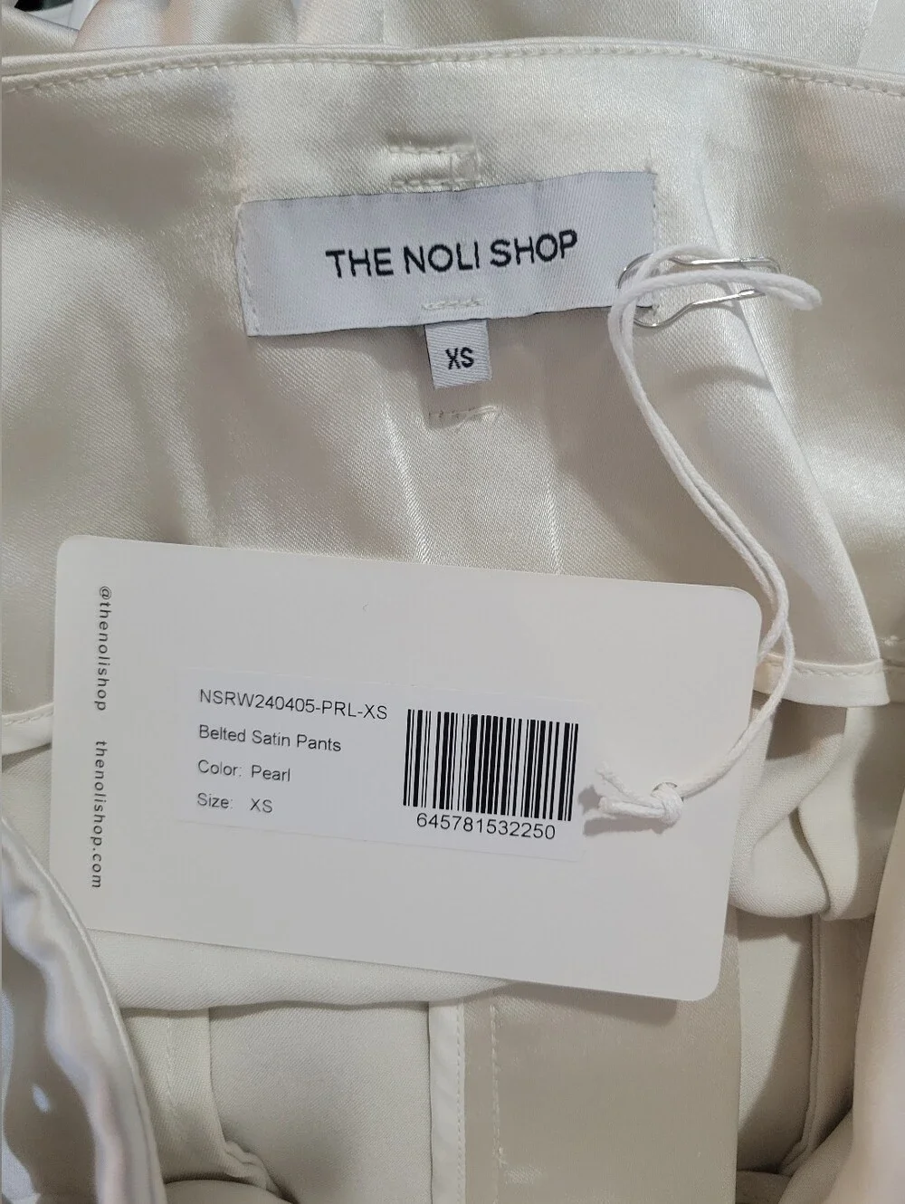 The Noli Shop Ivory Satin High-Waist Wide-Leg Jumpsuit